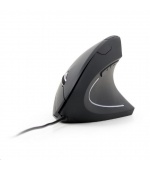 GEMBIRD myš MUS-ERGO-01, drátová, optická, vertikální, 1200-3200 dpi, USB, černá