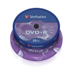 VERBATIM DVD+R(25-Pack)Spindl/MattSlvr/16x/4.7GB