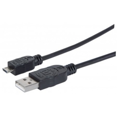 MANHATTAN Kabel propojovací USB 2.0 A Male / Micro-B Male, 1.8m, černý