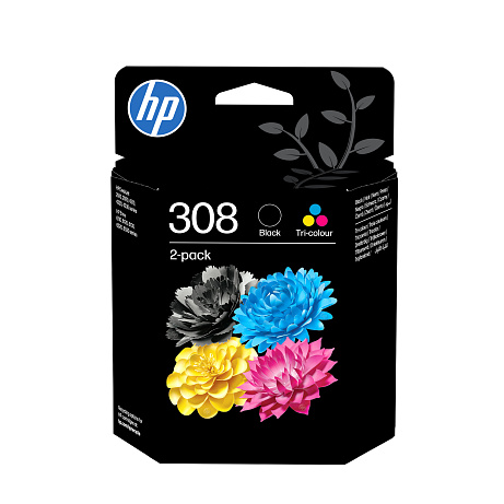 HP 308 2-Pack Tri-color/Black Original Ink Cartridge (120 / 160 pages)