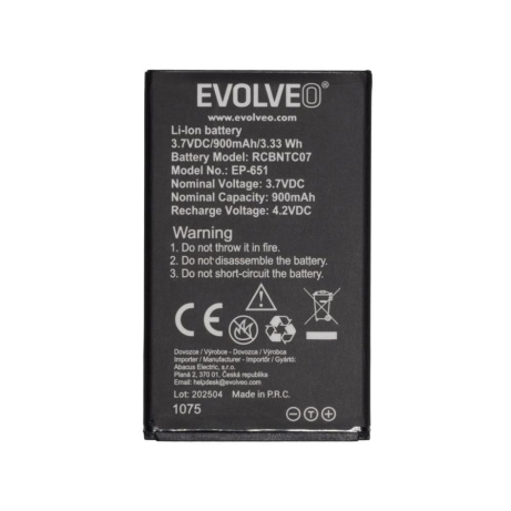 EVOLVEO originální baterie 900 mAh pro EasyPhone XG (EP-650)
