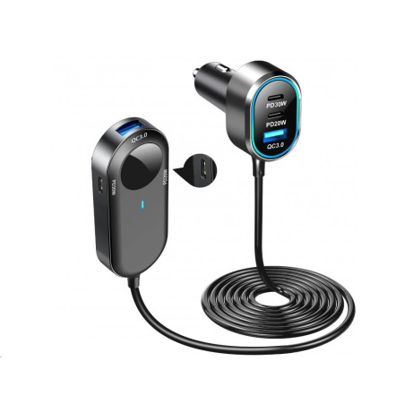 WG - Autonabíječka rozbočovač / 100W / 6 USB ports / 2x USB-A + 4x USB-C / s prodloužením