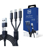 3mk nabíjecí kabel - Hyper Cable 3in1 A/C to C/Micro/Lightning 1.5m, černá