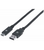 Manhattan USB kabel, USB 3.2 Gen 1, USB-A Male na USB-C Male, 5 Gbps, 2m, černá