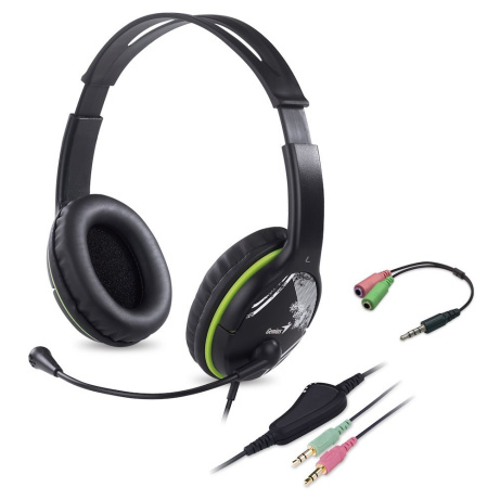 Sluchátka s mik. GENIUS HS-400A green + redukce