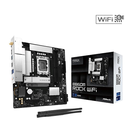 ASRock MB Sc LGA1851 B860M ROCK WIFI, Intel B860, 2xDDR5, 1xHDMI, 1x DP, WiFi, mATX