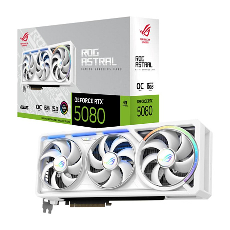 ASUS VGA NVIDIA GeForce RTX 5080 ROG ASTRAL WHITE 16GB OC, 16GB GDDR7, 3xDP, 2xHDMI