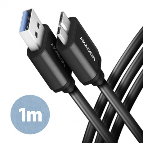 AXAGON BUMM3-AM10AB, SPEED kabel Micro-B USB USB-A, 1m, USB 3.2 Gen 1, 3A, ALU, tpe, černý