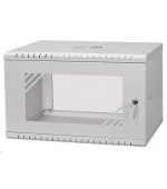 LEXI-Net 19" nástěnný rozvaděč Basic 6U 520x350, skleněné dveře, bez zad, rozložený, šedý