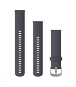 Garmin řemínek Quick Release 20mm, silikonový tmavě šedý, stříbrná přezka