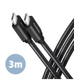 AXAGON BUCM3-CM30AB, SPEED kabel USB-C  USB-C, 3m, USB 3.2 Gen 1, PD 60W 3A, ALU, oplet, černý