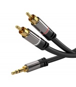 PremiumCord HQ stíněný kabel stereo Jack 3.5mm-2xCINCH M/M 5m