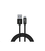 WG - Datový kabel Micro USB na USB-A, 1 metr, s prodlouženým konektorem, černá