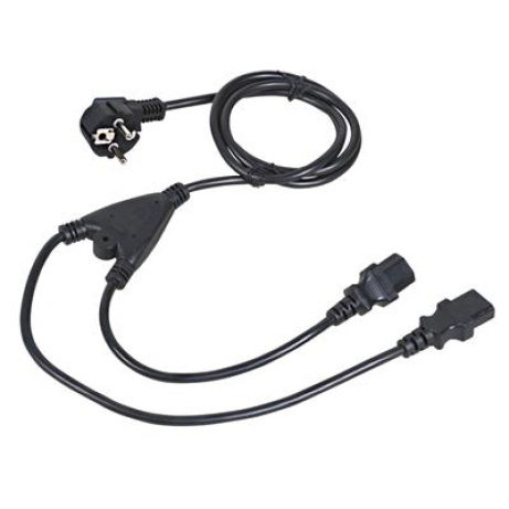 Kabel C-TECH síťový 1,8m 220/230V napájecí, rozdvojka Y, VDE