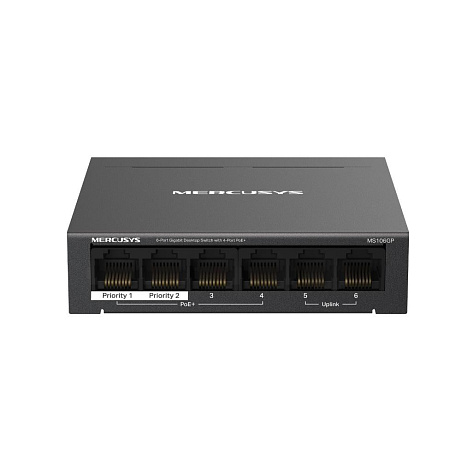 MERCUSYS switch MS106GP (6xGbE,4xPoE+,65W,fanless)
