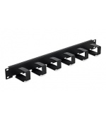 19" vyvazovací panel 1U 6x háček 70x27mm šedý kov
