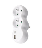 Solight rozbočka s USB A+C nabíječkou, 2 x 10A, bílá