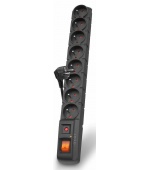 Acar S8 1,5m kabel, 8 zásuvek, přepěťová ochrana, černá