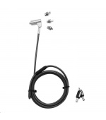 DICOTA Universal Security Cable Lock, 3 Exchangeable heads fits all slots, masterkeyed