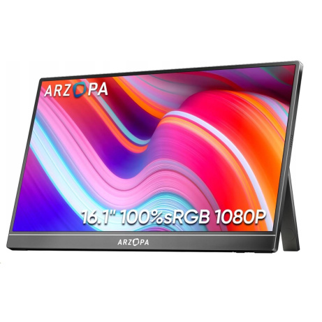 Arzopa Z1C Portable Monitor 16.1" IPS Full HD 1080p Metal Housing Přenosný monitor, černý