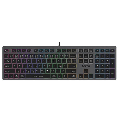 A4tech Klávesnice FX60, Podsvícená barevná, USB, CZ, šedá