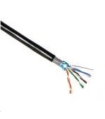 FTP kabel PlanetElite, Cat5E, drát, dvojitý venkovní PE+PVC, Dca, černý, 305m, cívka
