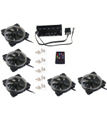 EUROCASE ventilátor RGB 120mm (Turbine blade, FullControl Led), set 5ks + controller