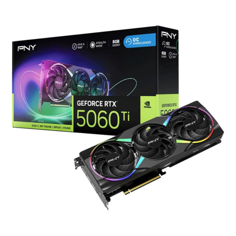 PNY VGA Nvidia GeForce RTX 5060 Ti 8GB ARGB Triple Fan OC, RTX 5060 Ti OC, 8GB GDDR7, 3xDP, 1xHDMI