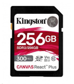 Kingston SDXC karta 256GB Canvas React Plus SDXC UHS-II 300R/260W U3 V90 for Full HD/4K/8K
