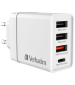 Verbatim USB nabíječka do sítě 30W,4 portová,bílá