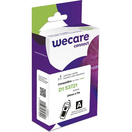 WECARE ARMOR páska kompatibilní s DYMO S0721010,White/Black,24MM*7M