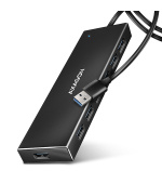 AXAGON HUE-F7A, 7x USB 3.2 Gen 1 ALU FLAT CHARGING hub, micro USB napájecí konektor, kabel USB-A 1m