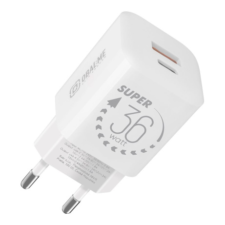 OBAL:ME GaN Cestovní Nabíječka USB-A + USB-C 36W White