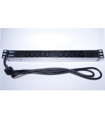 PremiumCord Panel napájecí do 19" racku 1U, 10xIEC (C13), 2m kabel
