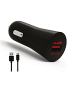 WG - Autonabíječka Fast 1x USB-A, Quick Charge 3.0, 5 V - 9 V - 12 V, + kabel Type-C, černá