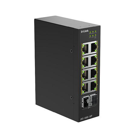 D-Link DIS-100G-10P 10-Port Gigabit Industrial PoE+ Unmanaged Switch with 2 x 2.5G SFP+ Ports