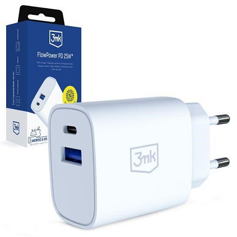 3mk FlowPower 25W 1A1C PD QC4+ White
