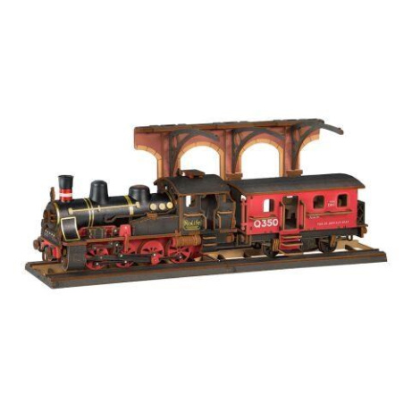 RoboTime 3D dřevěná skládačka Vintage parní lokomotiva