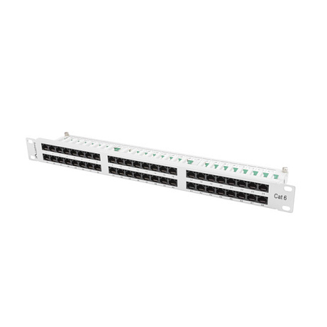 PATCH PANEL 48 PORTŮ 1U 19" CAT.6 UTP ŠEDÝ LANBERG