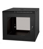 LEXI-Net 19" nástěnný rozvaděč Basic 9U 525x450, skleněné dveře, bez zad, rozložený, černý