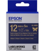 Epson zásobník se štítky – saténový pásek, LK-4HKK, zlatá / námořnická modrá, 12 mm (5 m)