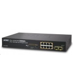Planet GS-4210-8P2S PoE+ switch 8x 10/100/1000Base-T, 2x SFP, 802.3at do 120W, VLAN, SNMP/WEB