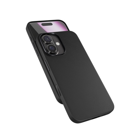 Epico Mag+ kožený kryt iPhone 16 - černá