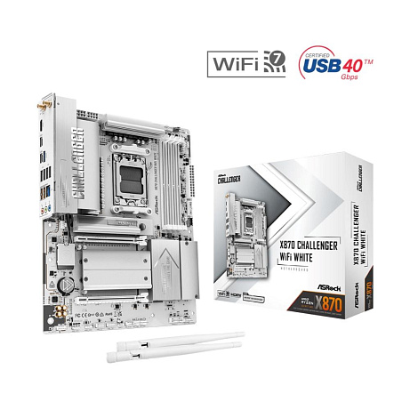 ASRock MB Sc AM5 X870 Challenger WiFi WHITE, AMD X870, 4xDDR5, 1xHDMI, 2xUSB4, WiFi