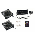 EUROCASE ventilátor RGB 120mm (Turbine blade, FullControl Led), set 2ks + controller