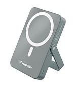 VERBATIM Powerbanka Charge 'n' Go, Magnetická, 10000 mAh, USB-C, Stojánek, Šedá
