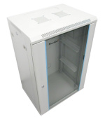 XtendLan 19" nástěnný rozvaděč 22U 600x600, nosnost 60 kg, skleněné kouřové dveře, svařovaný, šedý