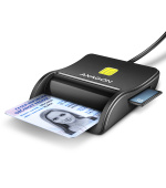 AXAGON CRE-SM3SD, USB-A FlatReader 4-slot čtečka Smart card (eObčanka) + SD/microSD/SIM, kabel 1.3 m