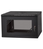 LEXI-Net 19" nástěnný rozvaděč Basic 6U 520x450, skleněné dveře, bez zad, rozložený, černý