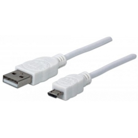 MANHATTAN Kabel propojovací USB 2.0 A Male / Micro-B Male, 1m, bílý